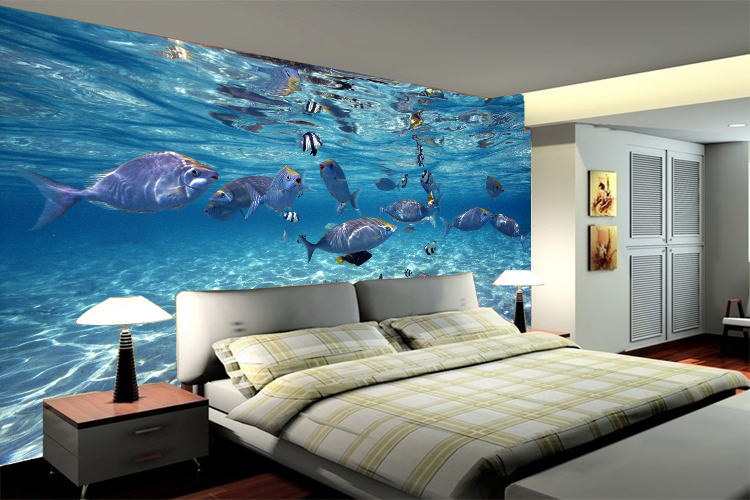 Year 3d Large Mural Wallpaper Underwater World Marine Fish