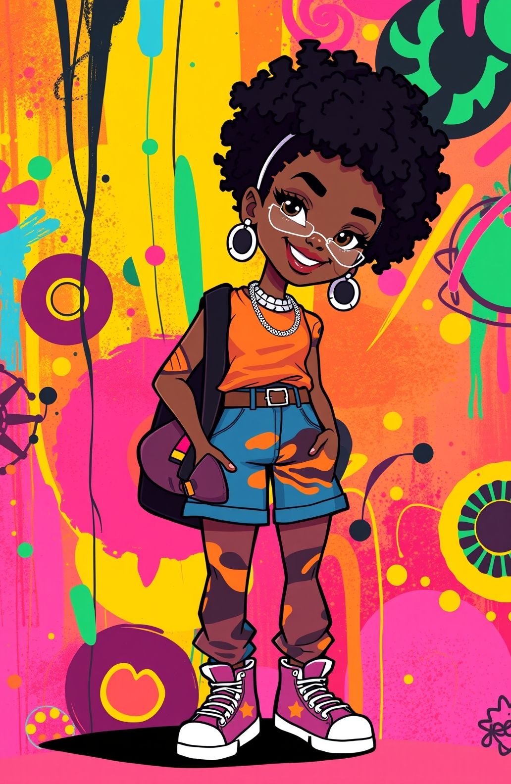 Pretty Black Girl Cartoon Wallpaper