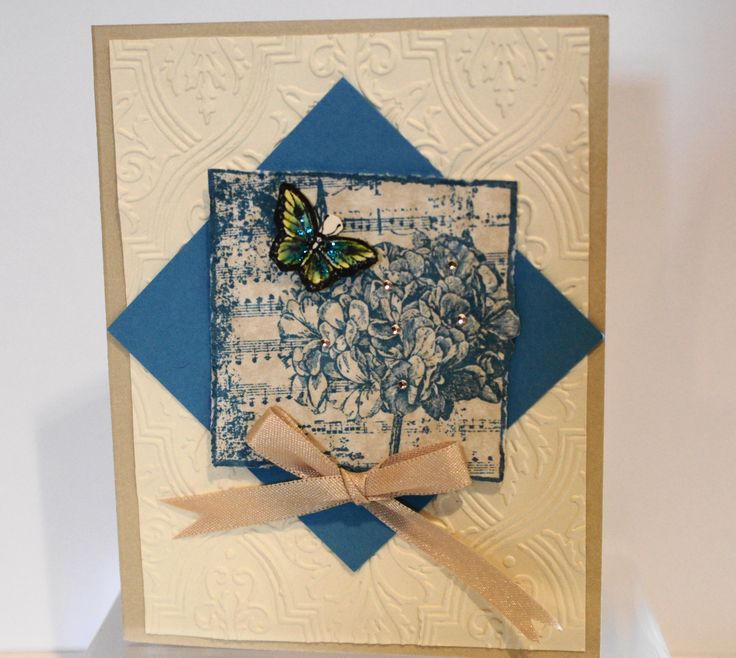 Bling Added Hampton Art Stamp And Anna Griffin Embossing Folder