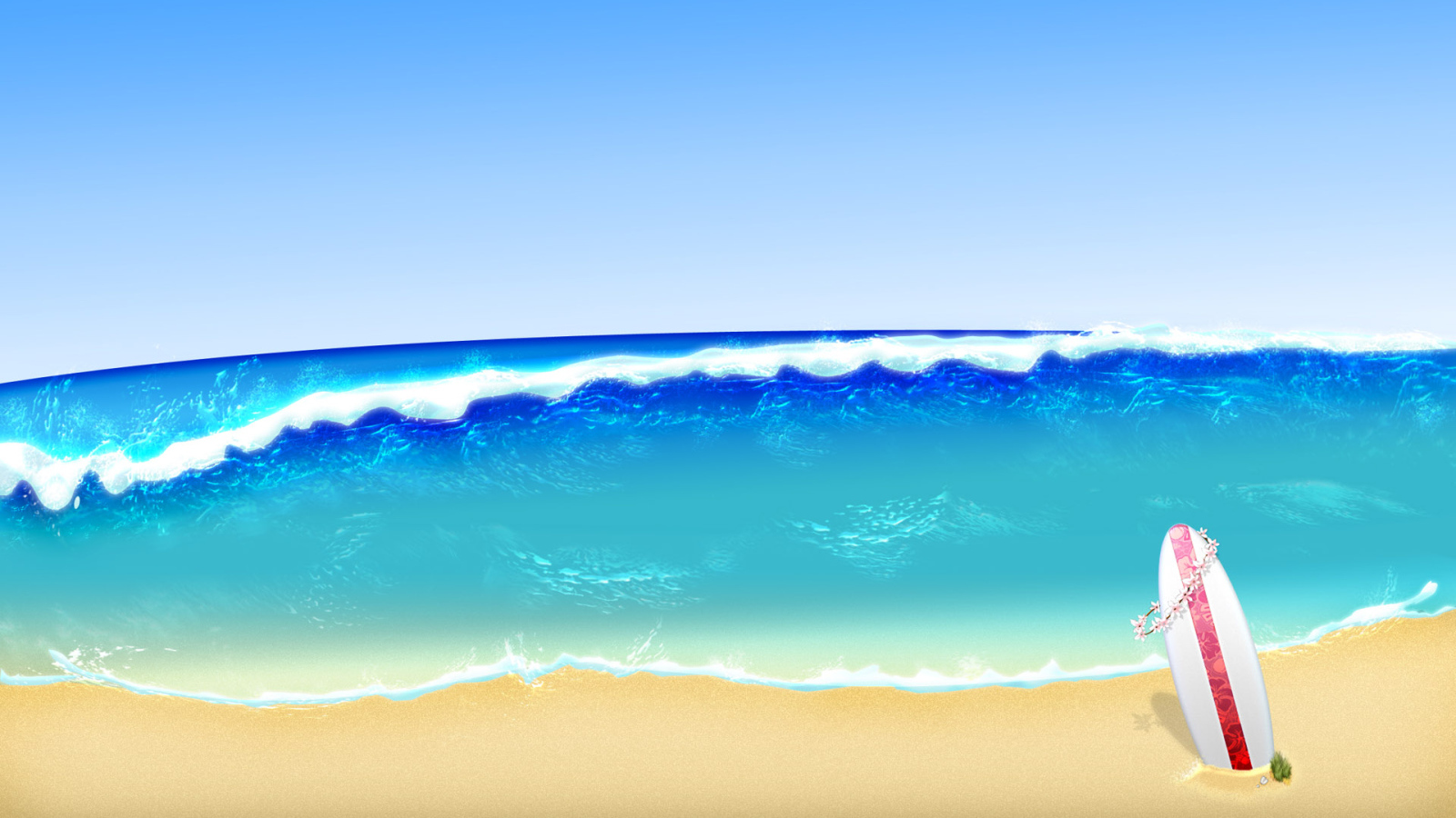 Sea Beach Surfing Desktop Wallpaper