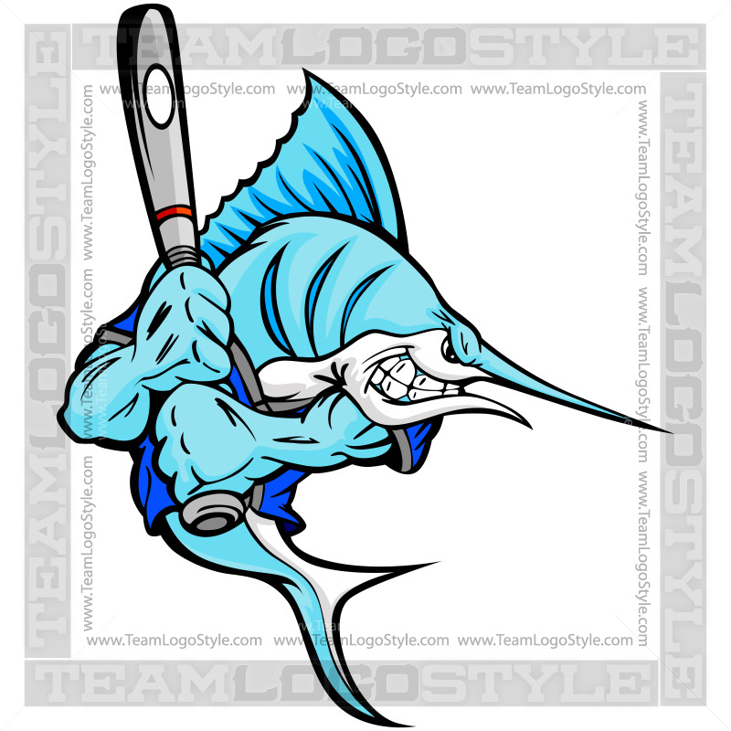 Baseball Marlin Cartoon Fish Image In Vector Format Eps And Jpg