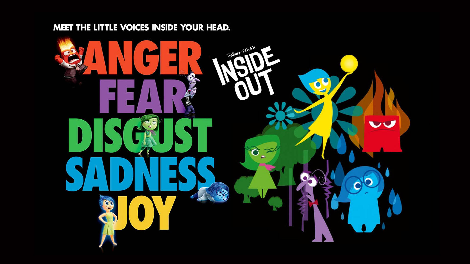 Inside Out Anger Fear Disgust Sadness Joy Wallpaper