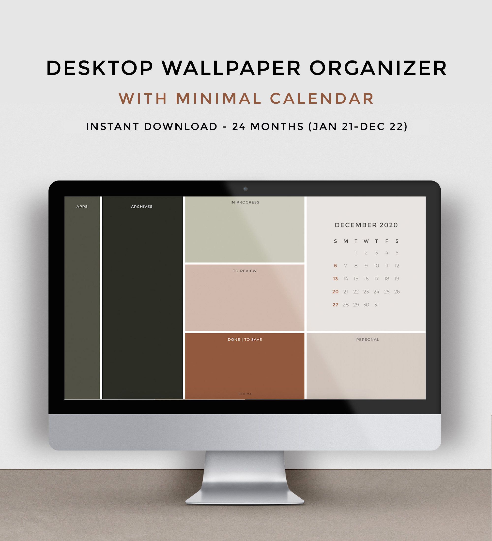 Desktop Wallpaper Organizer With Calendar Minimalist