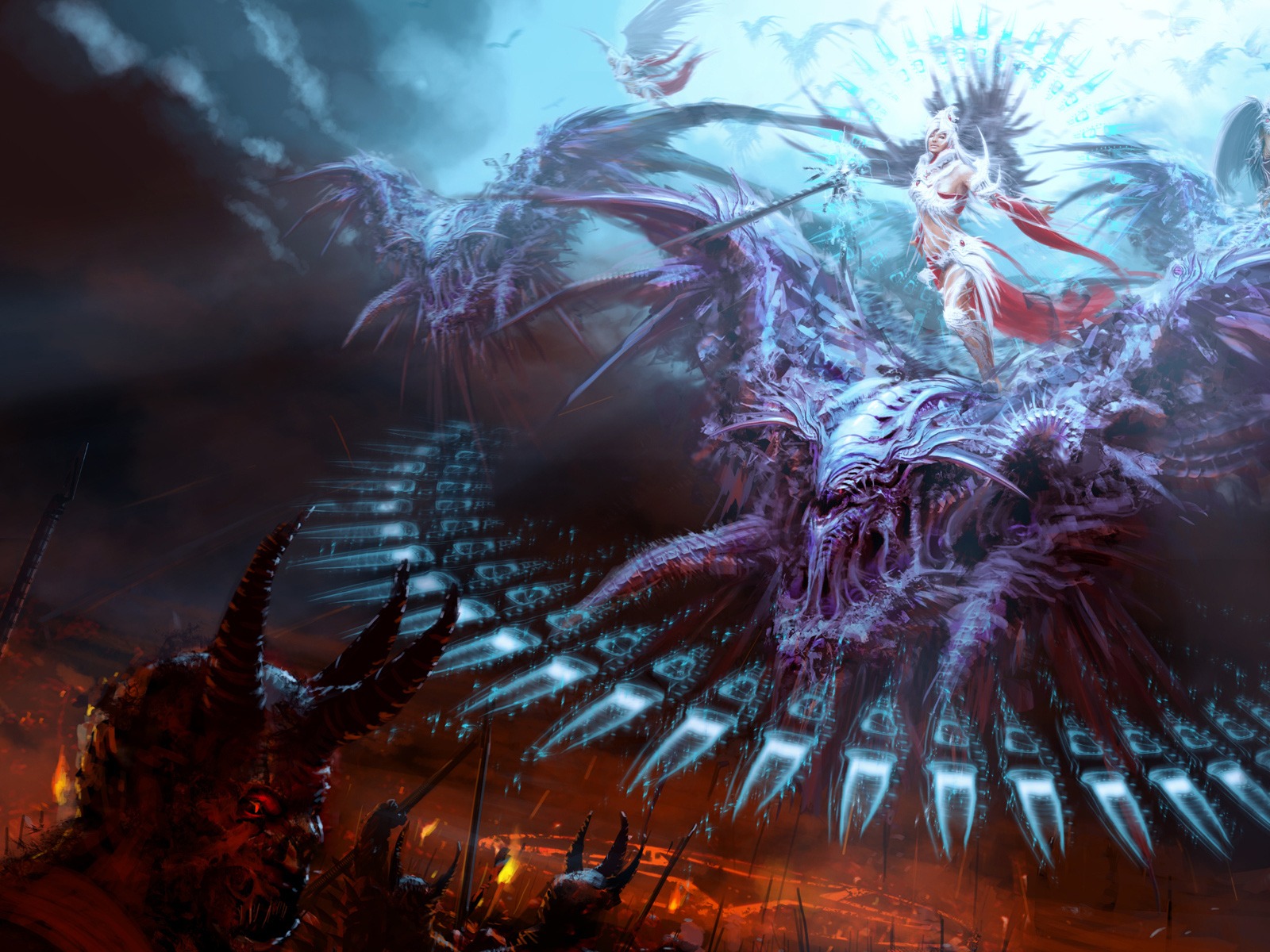 Background The Spectacular War Between Angels And Demons Wallpaper