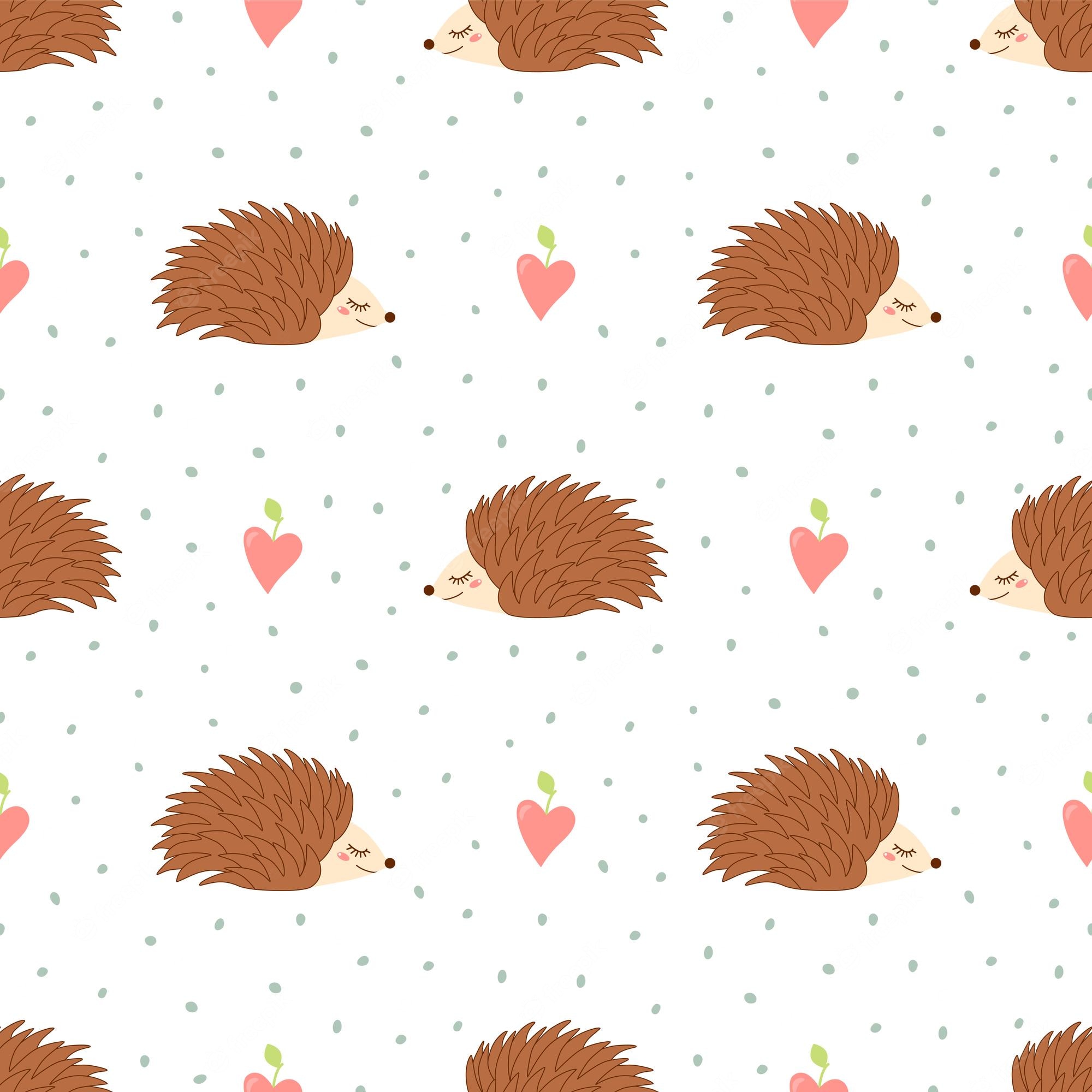 Premium Vector Hedgehog Seamless Pattern Cute Animal Forest