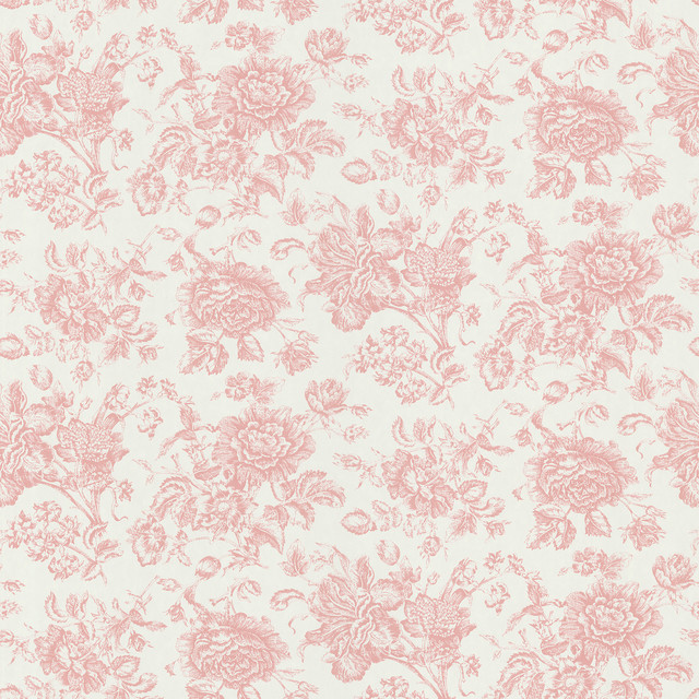 Brewster Pink Floral Toile Wallpaper Contemporary By