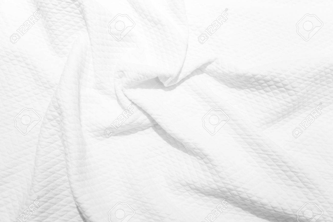 White Cotton Fabric Texture Background Photo Of Crumpled Blanket