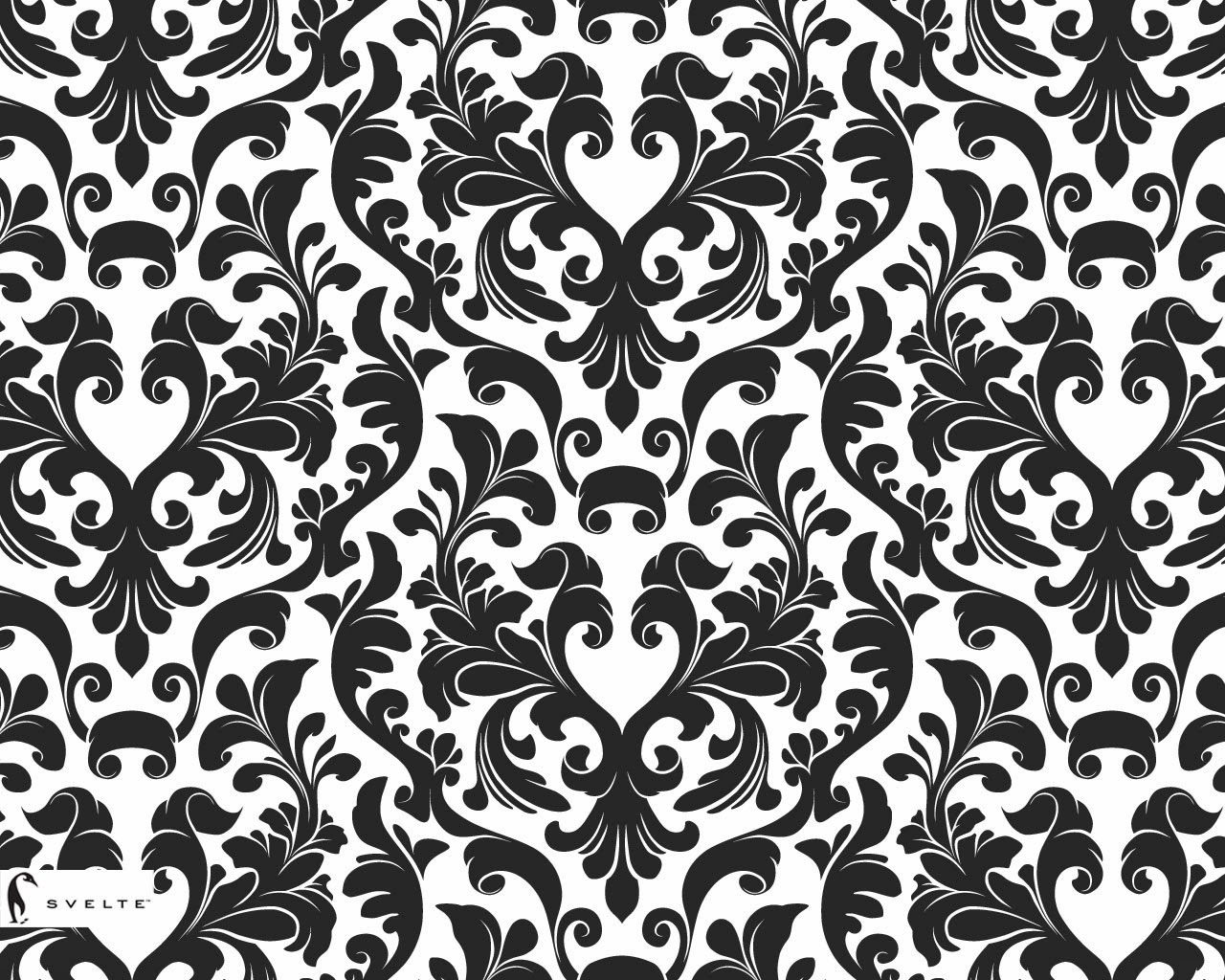 Black And White Damask Patterns Wallpaper