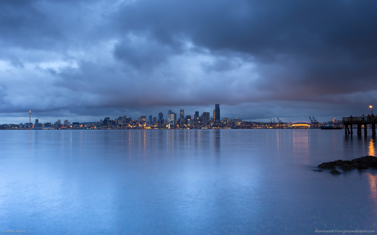 Wallpaper Seattle Tower Evening Mountains Desktop Picture