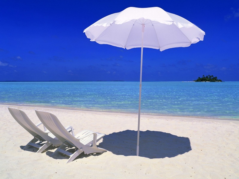 Wallpaper Beach Umbrella Chairs And In