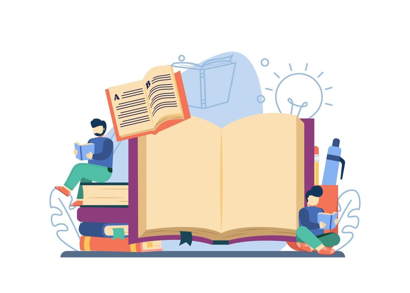 Reading Book Concept Man On Stack Of Books Online