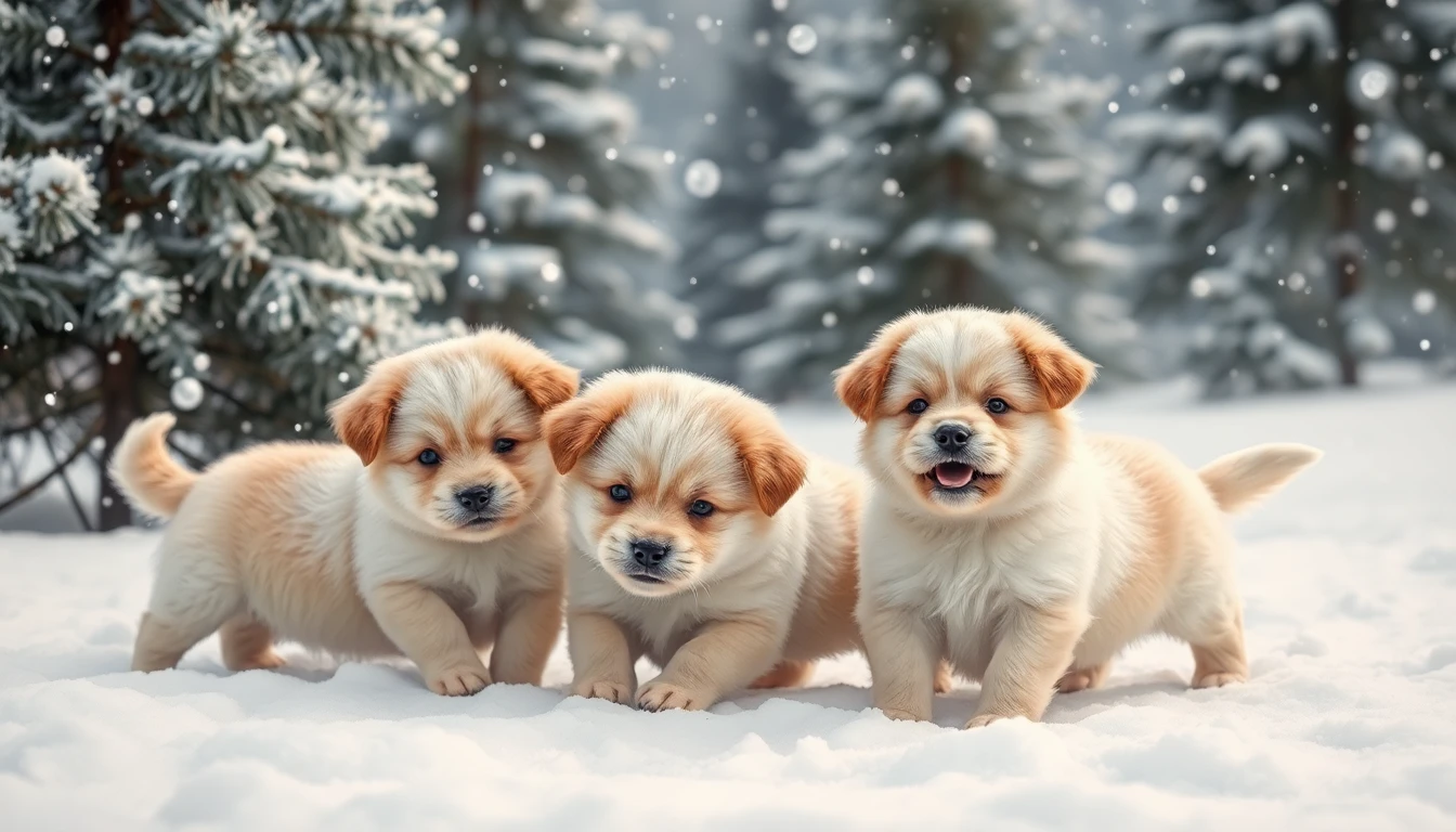 Winter Puppies Wallpaper For Computer