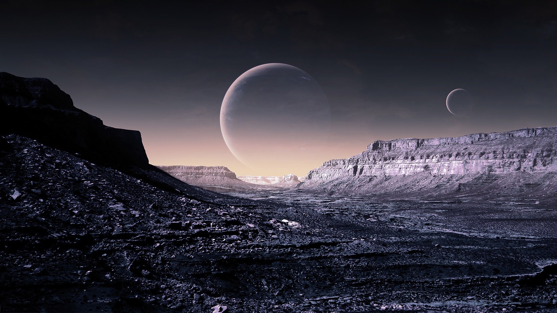 Planets Surface Spacescape Science Fiction Wallpaper Background