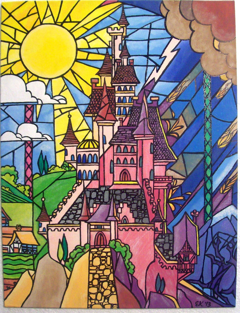 Beauty And The Beast Painted Stained Glass By Emmalyn