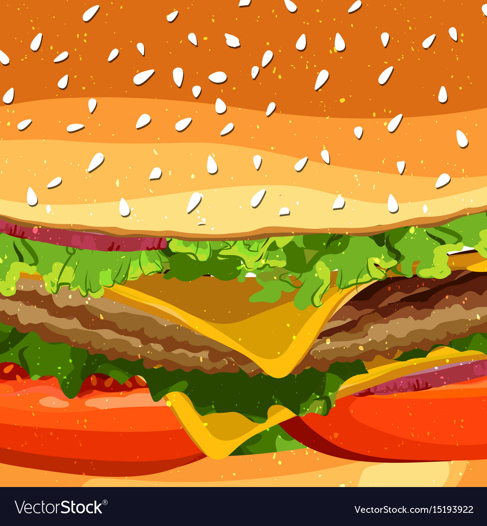 Cheeseburger Fast Food Pattern Background Vector Image