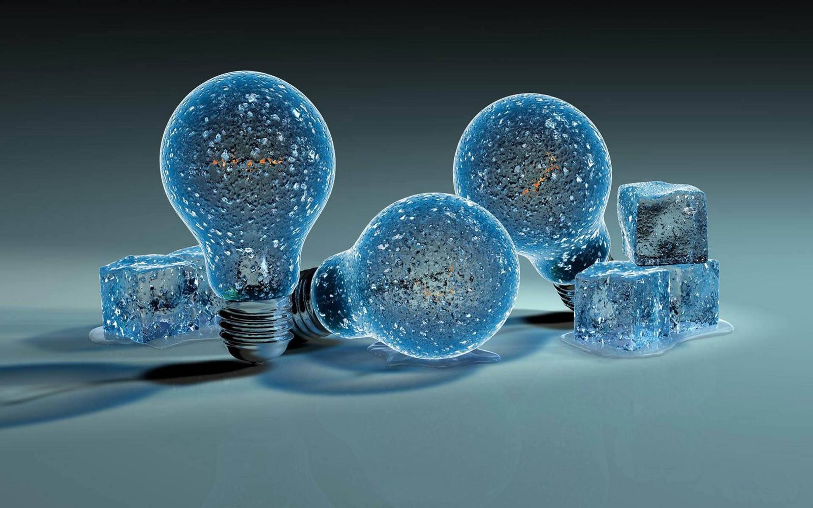 Cool Blue Light Bulbs and Ice Cubes Wallpaper