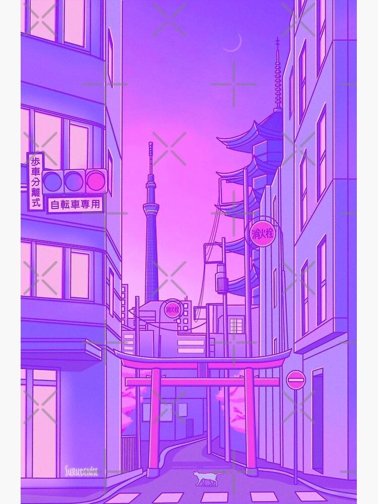 Pastel City Pop Japanese Scenery Lilac Purple Wallpaper Citypop