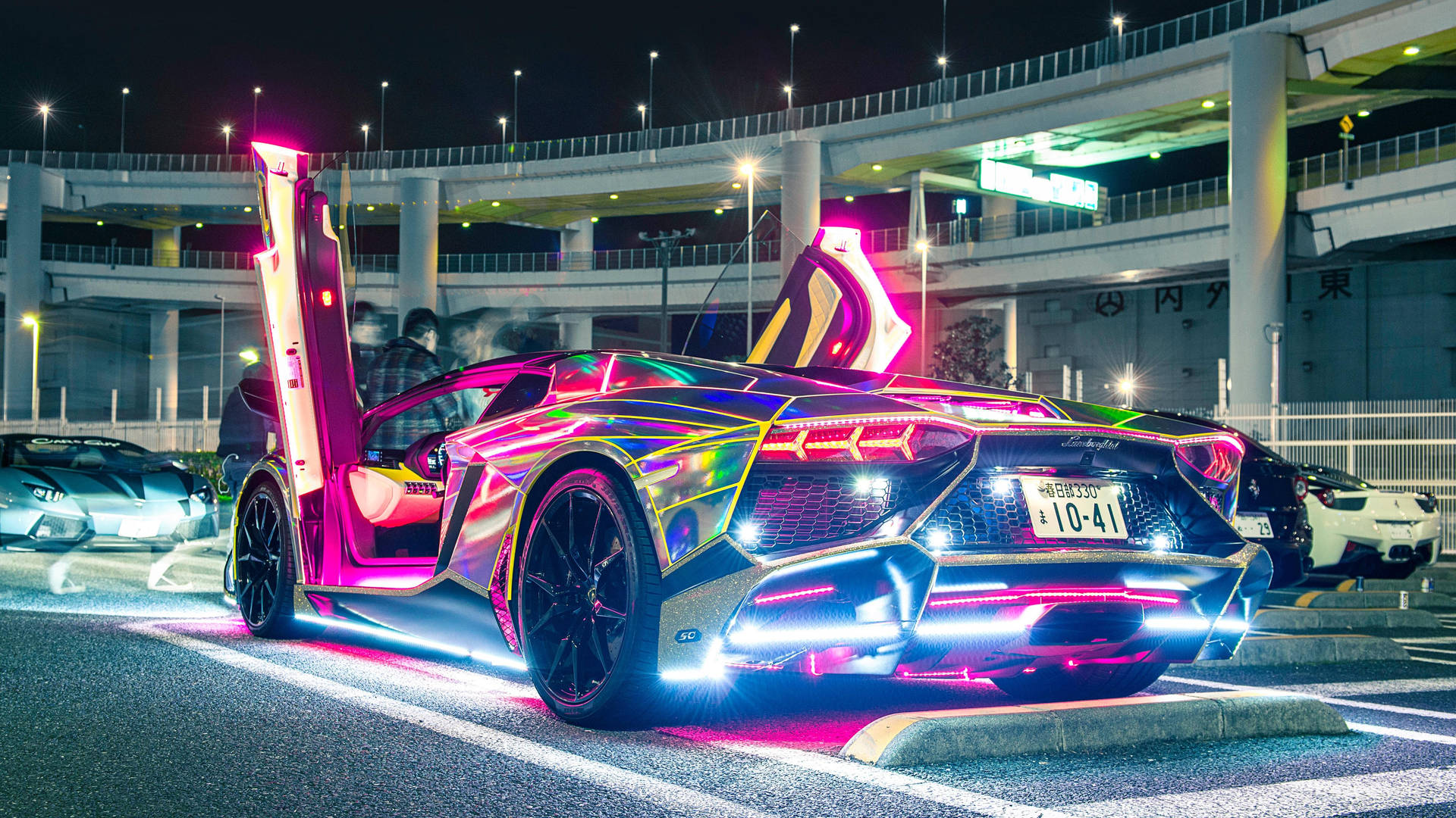 Cool Cars Neon Lights For Lamborghini Wallpaper