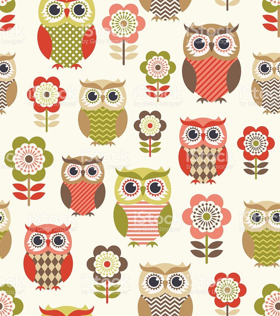 Seamless Owls Cartoon Background Design Owl
