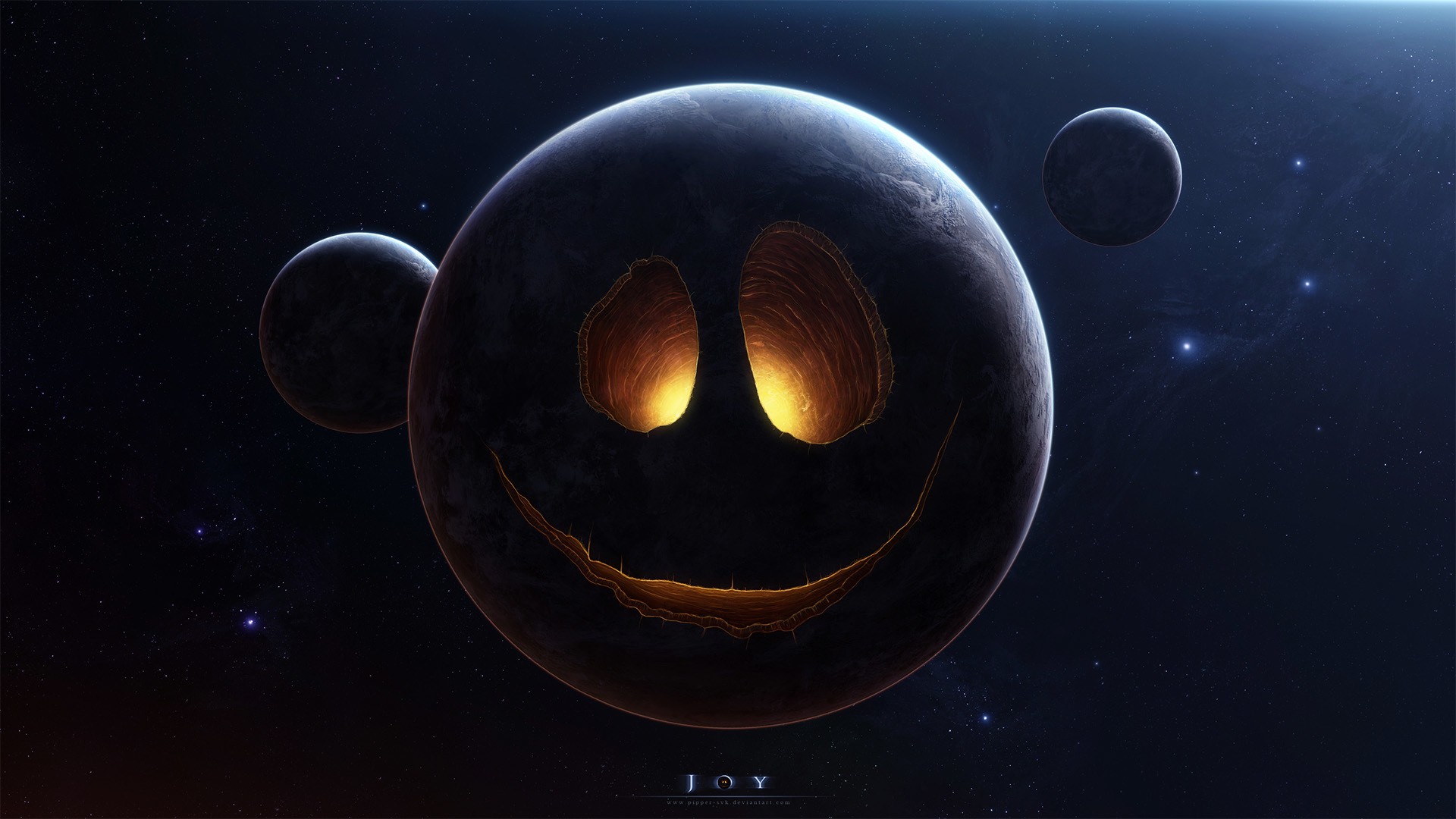 Pla Face Stars Humor Funny Smiley Space Halloween Wallpaper