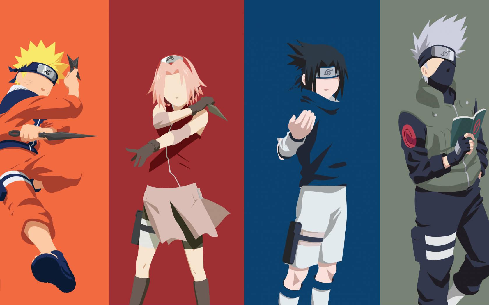 Naruto And Sasuke With Team Wallpaper