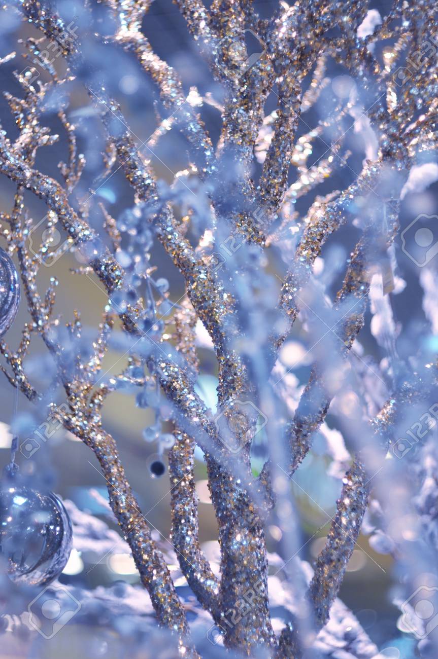 Beautiful Winter Background With A Christmas Decor Ice Branches