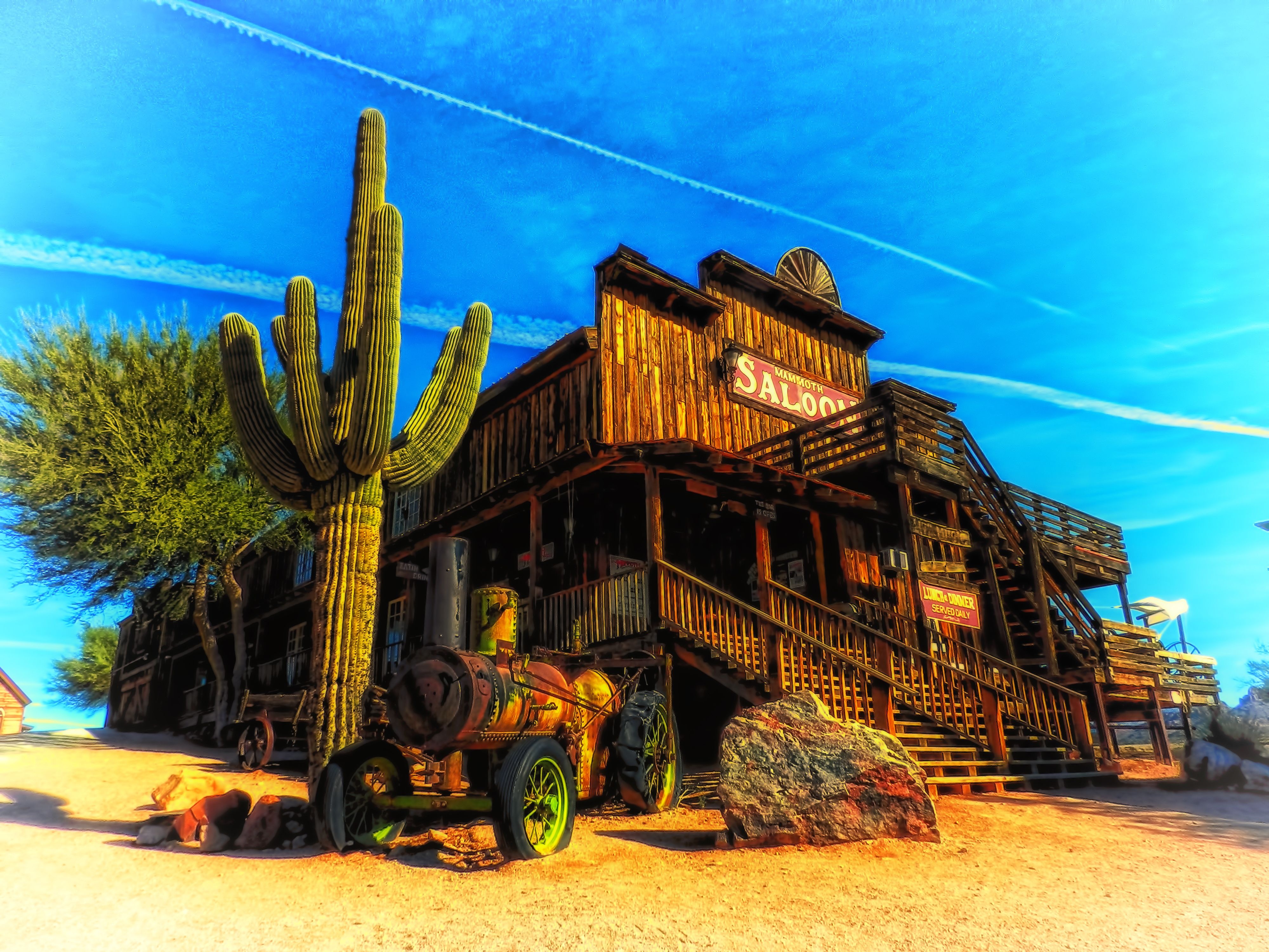 Arizona Saloon Cactus Landscape Western Hdr F Wallpaper