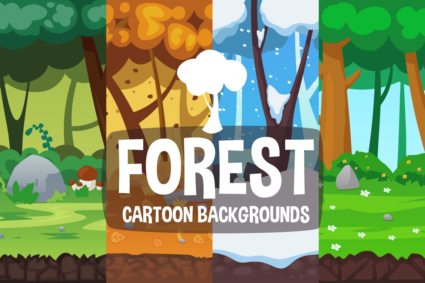 Cartoon Forest 2d Background Craftpix