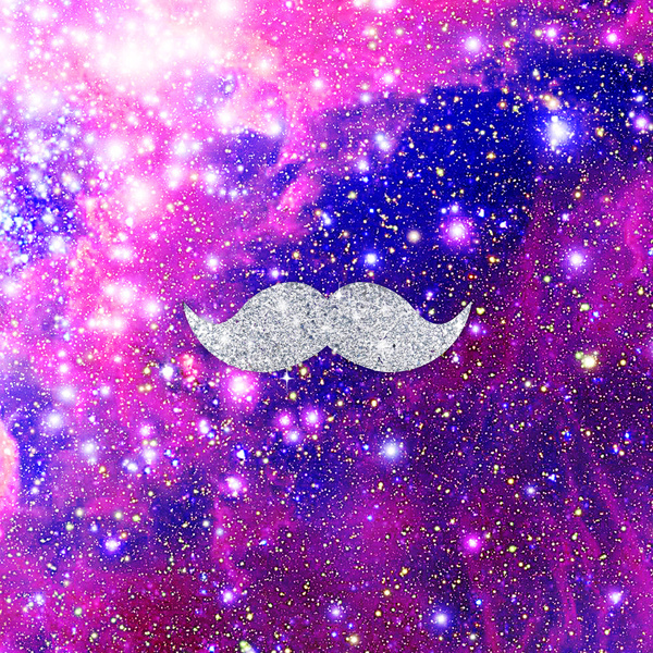 Cute Girly Mustache Wallpaper Galaxy nebula glitter mustache