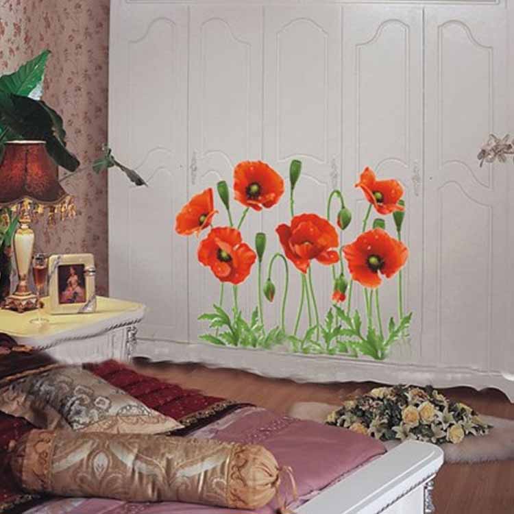 Red Rose Wall Stickers Flower Sticker Wallpaper Vinyl Removable Decals
