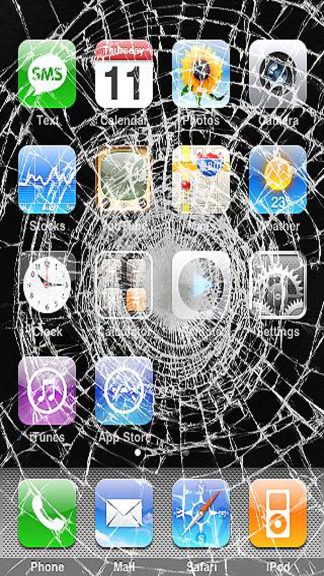 Creative Broken iPhone Screen Wallpaper Design