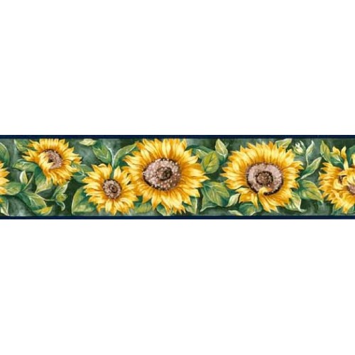 Navy Blue Sunflower Wallpaper Border 500x500