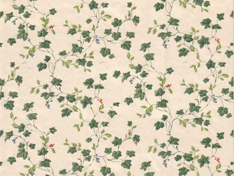 Details about KITCHEN IVY LEAVES Blue Red Berries Wallpaper NF2104