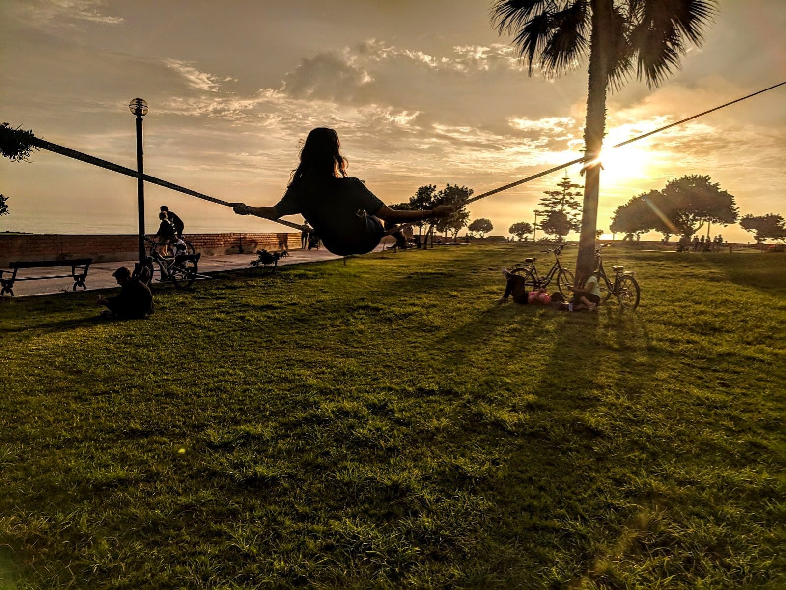 Travel Photography Catching A Sunset On Slackline After Day