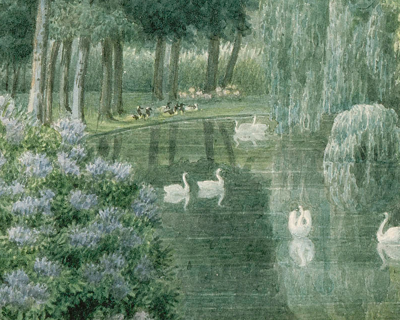 Scenic Wallpaper Mural Swan Lake Papiers De Paris