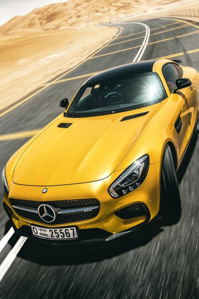 Golden Yellow Mercedes iPhone X Wallpaper