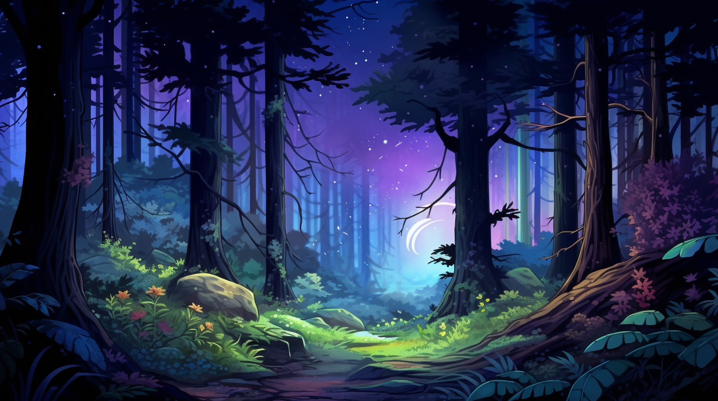 Artistic HD Wallpaper Night In The Forest Sketch