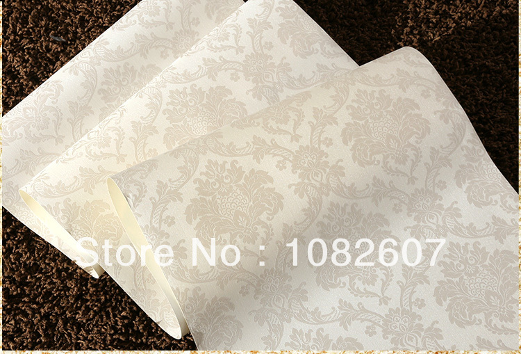 Classic Beige French Modern Damask Feature Embossed Wallpaper Wall