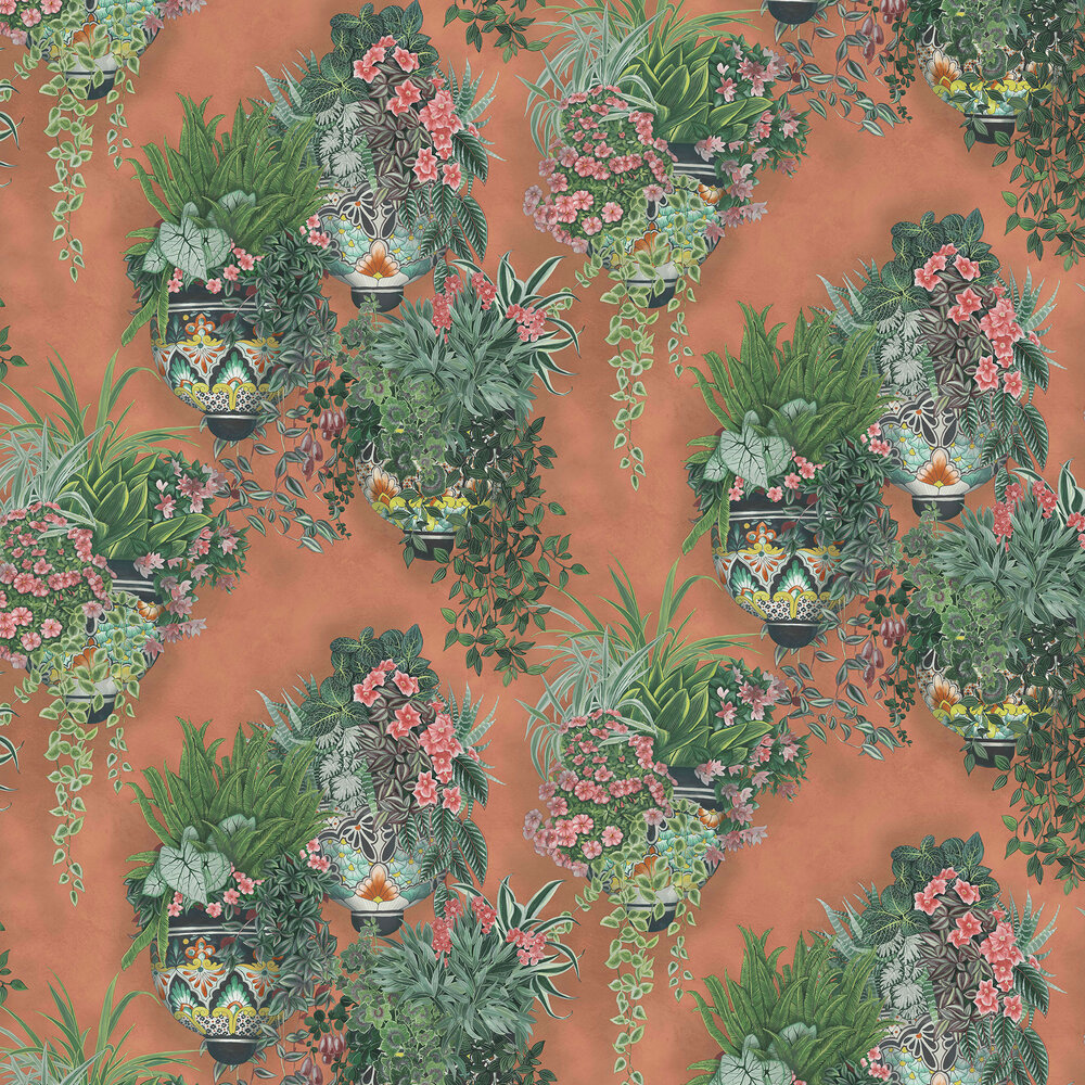 Talavera By Cole Son Rose Spring Greens Wallpaper