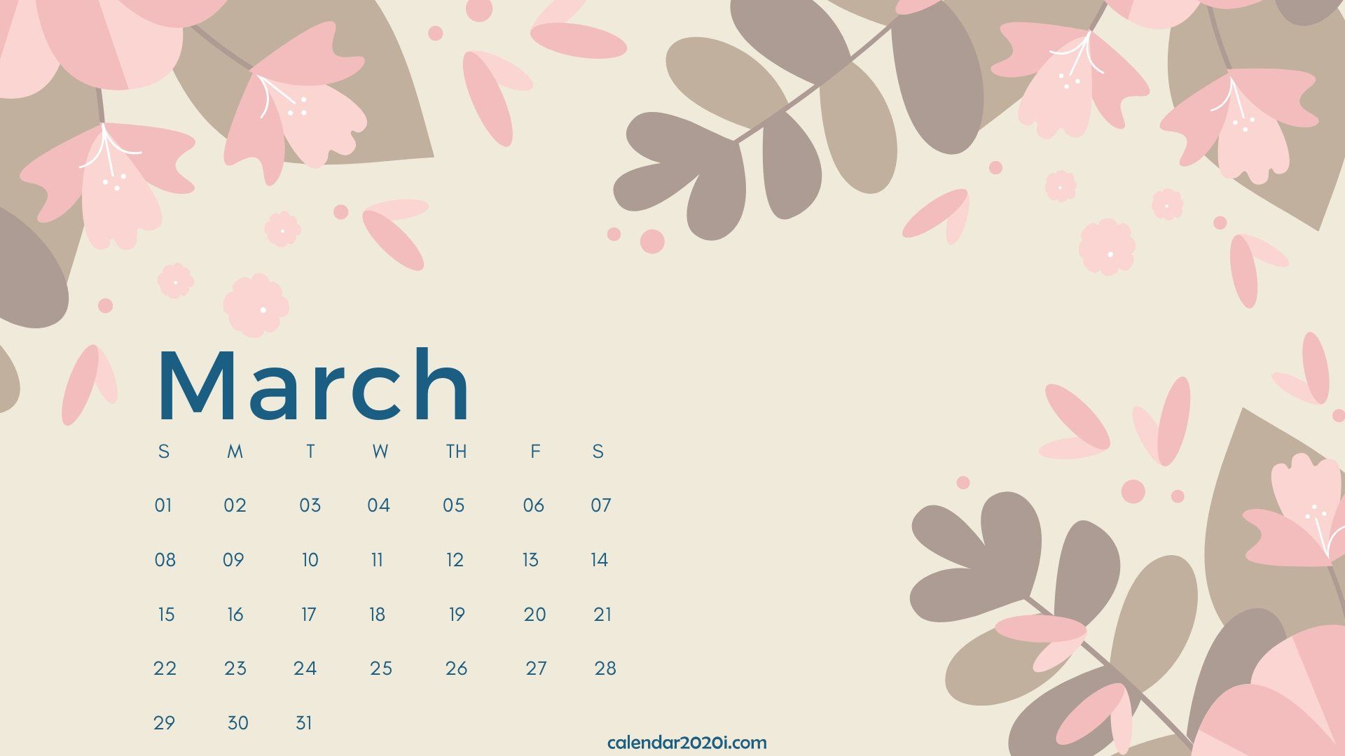 March Calendar Desktop Wallpaper