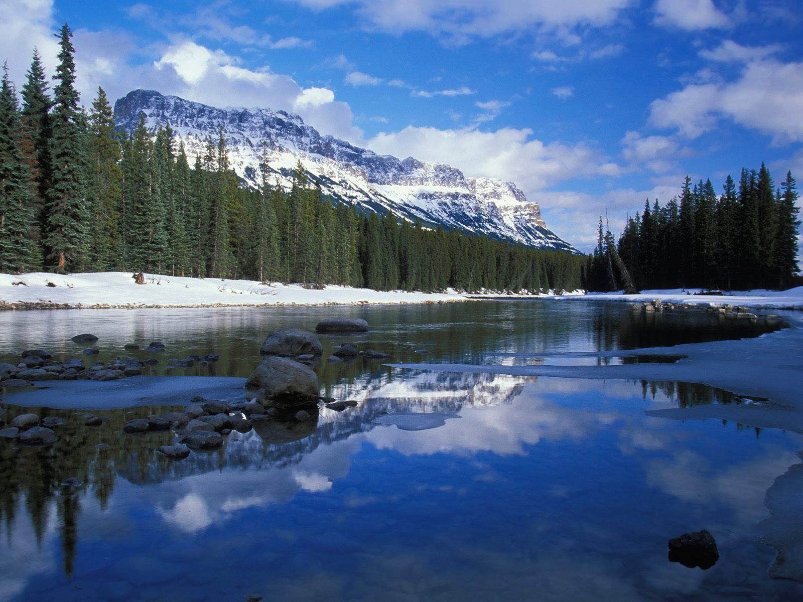Bow River Castle Mountain Canada Wallpapers HD Wallpapers