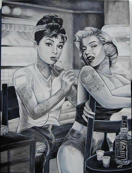 Audrey Hepburn Marilyn Monroe Tattoo Poster Wallpaper Pictures