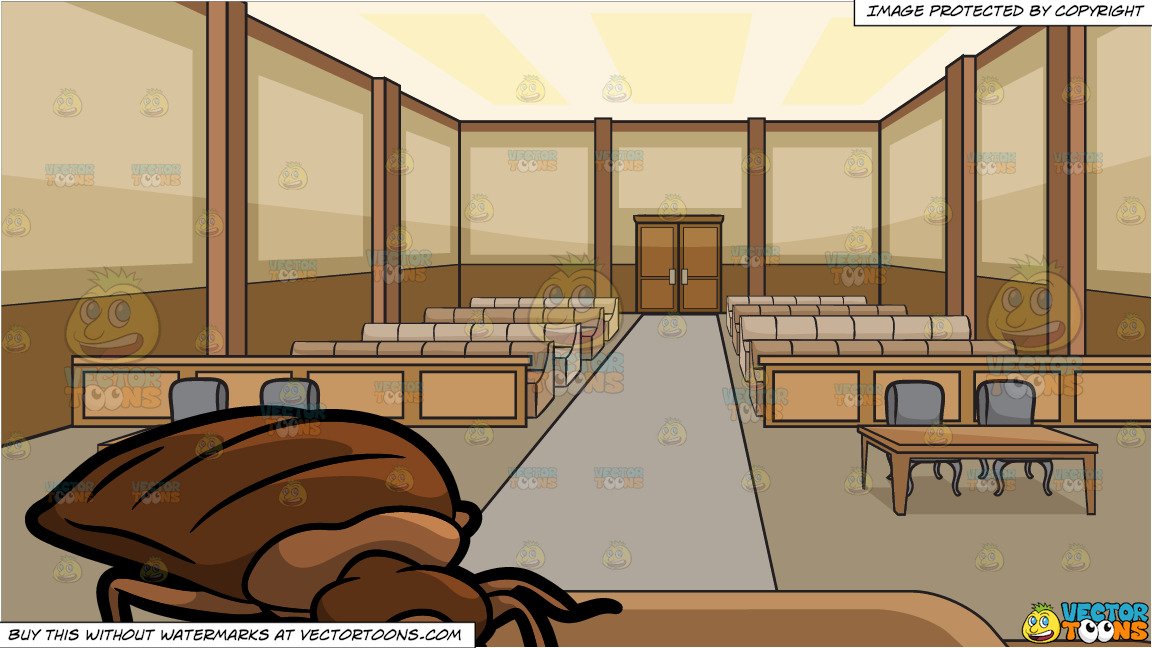 A Horrible Looking Bed Bug And Inside Courtroom Background
