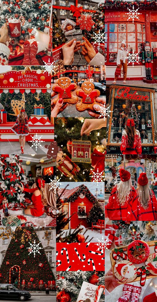 Christmas Collage Aesthetic Ideas Red