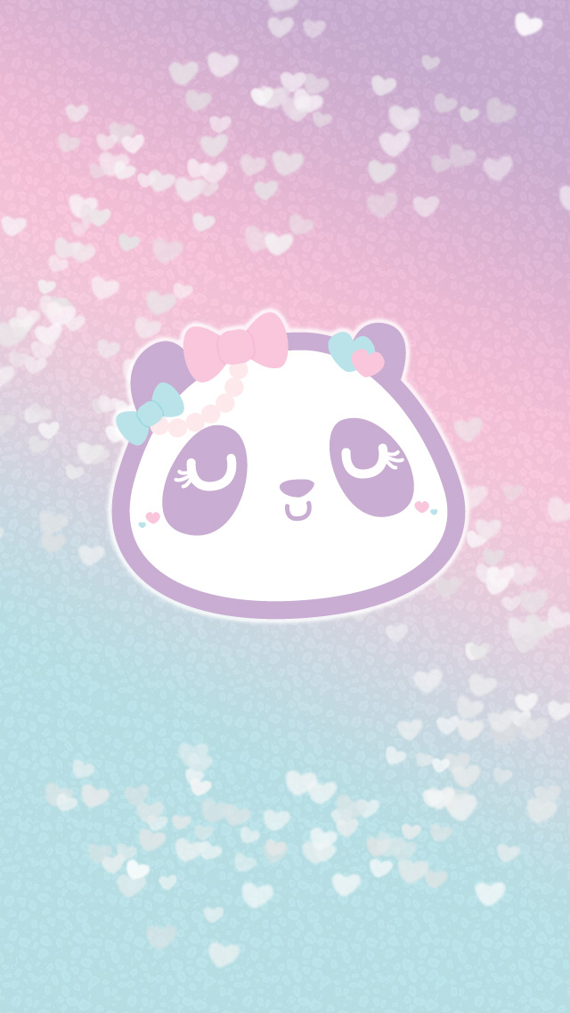 wallpaperi531 Cute Pastel Heart Panda Wallpaper Set