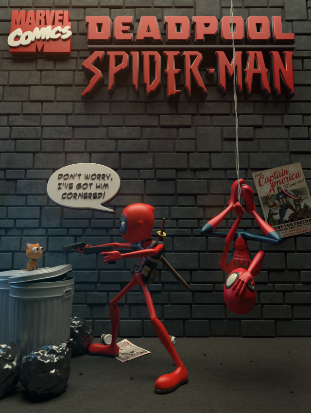 Deadpool And Spiderman By Joshmaule