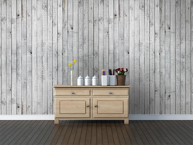 White Wood Plank Wallpaper