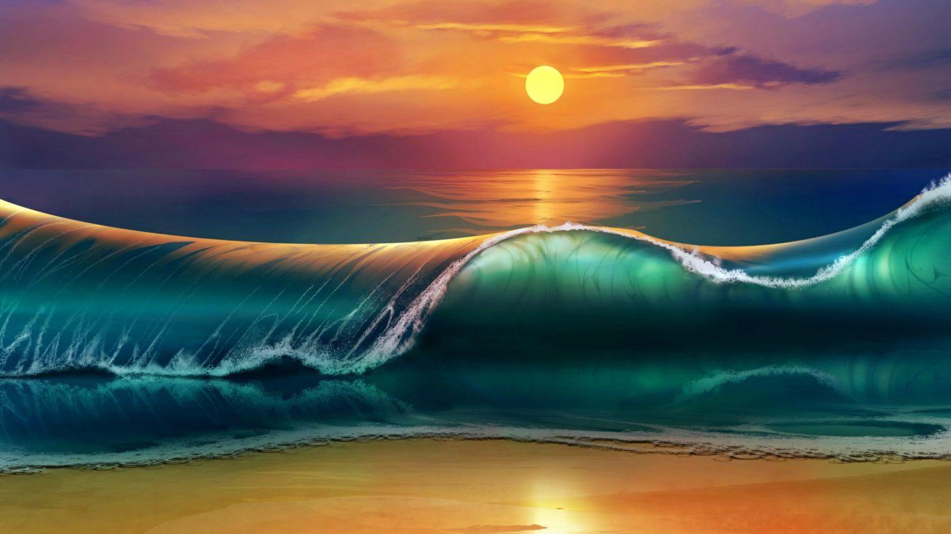 Sunset Sea Waves Beach 4k Ultra Hd Wallpapers For Desktop Mobile