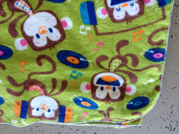 Monkeys On A Green Background Print Flannel Receiving Blanket