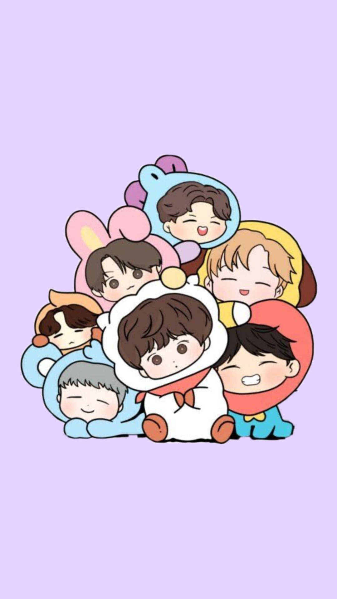 Bts Cute Cartoon Wallpaper